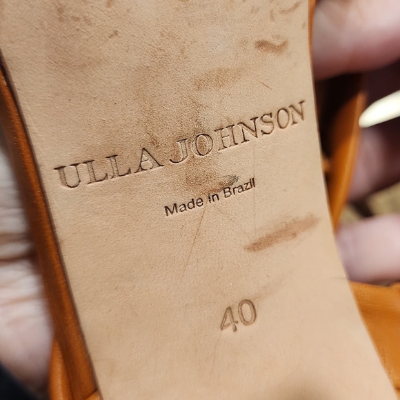 ULLA JOHNSON Braided Leather Ankle-Tie Wood-Heel Sandals - Tan - Size 40/10 - Picture 9 of 10